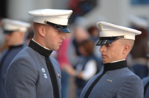 And I thought knob year at The Citadel was stressful.Senior cadet and mentor, "Mr. Mason" addresses Cadet Lalli during the promotion ceremony. Parents Weekend, 2007. photo by Stanley Leary
